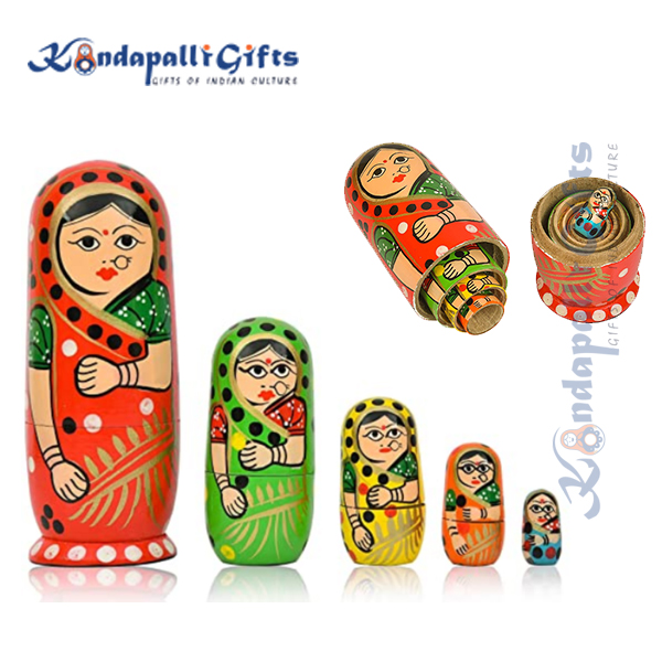 Indian Women Nesting Dolls - Multi Color 5Pcs Buy Online